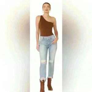 NWT 7 For All Mankind Women’s High Rise Crop Western Goth Denim Jeans  size 31